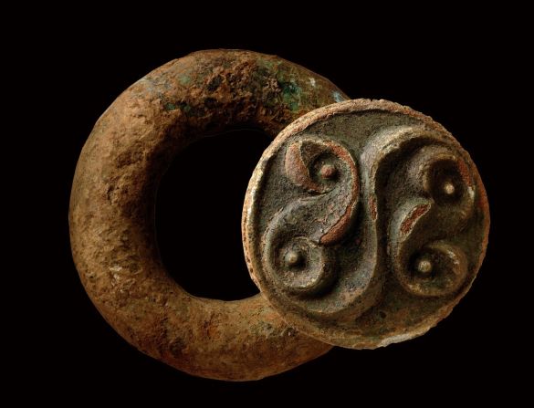 Late Iron Age baldric ring with La Tène style decoration, probably part of a shoulder belt for carrying a sword.