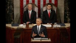 WASHINGTON, DC - JANUARY 12:  U.S. President Barack Obama delivers the State of the Union speech before members of Congress in the House chamber of the U.S. Capitol January 12, 2016 in Washington, DC. In his last State of the Union, President Obama reflected on the past seven years in office and spoke on topics including climate change, gun control, immigration and income inequality. Also pictured are Vice President Joe Biden (L) and U.S. Speaker of the House Rep. Paul Ryan (R-WI).  (Photo by Alex Wong/Getty Images)