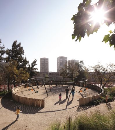 A four-hectare Children's Park on a hillside, part of a program to celebrate the bicentennial of Chile.