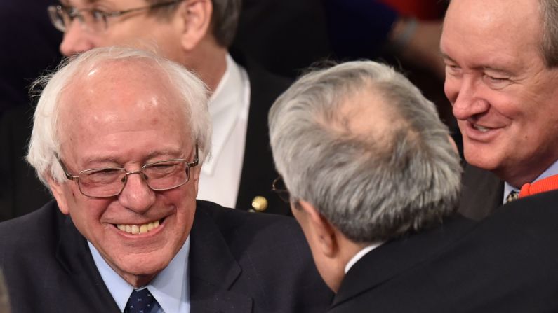 Democratic presidential candidate Bernie Sanders arrives prior to the speech.