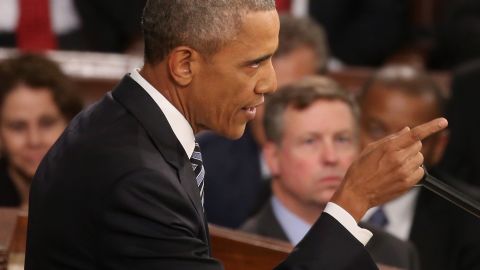 WASHINGTON, DC - JANUARY 12: U.S. President Barack Obama gestures as he delivers the State of the Union speech before members of Congress in the House chamber of the U.S. Capitol January 12, 2016 in Washington, DC. In his last State of the Union, President Obama reflected on the past seven years in office and spoke on topics including climate change, gun control, immigration and income inequality. (Photo by Mark Wilson/Getty Images)