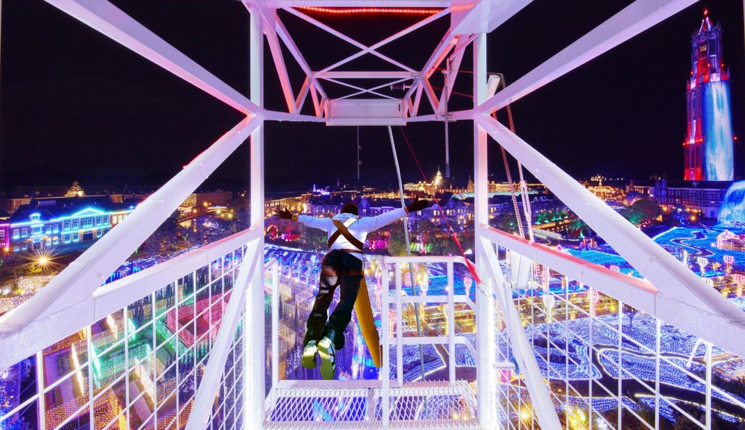 For more old-school thrills, there's also the illuminated bungee jump.