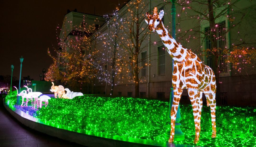 The Abeno Tennoji Illuminage's theme for this winter is "illumination zoo," housing glowing animals from panda bears to giraffes.