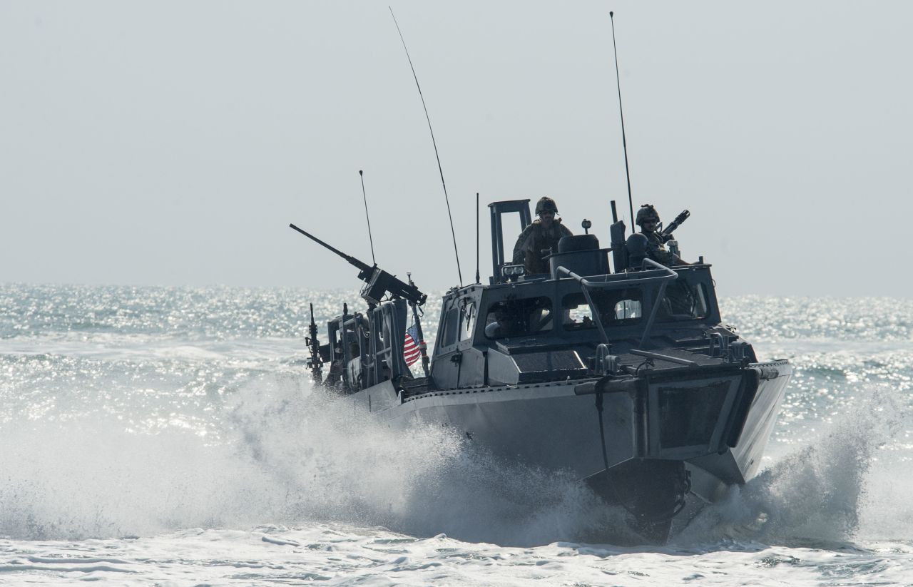 A U.S. riverine command boat patrols the Persian Gulf on November 2. The U.S. sailors <a href="http://www.cnn.com/2016/01/13/politics/iran-us-sailors/index.html" target="_blank">recently detained by Iran</a> were on riverine command boats.