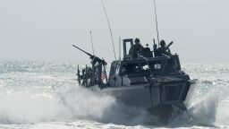 Riverine Command Boat 805 transits through the Arabian Gulf during patrol operations on November 2, 2015.