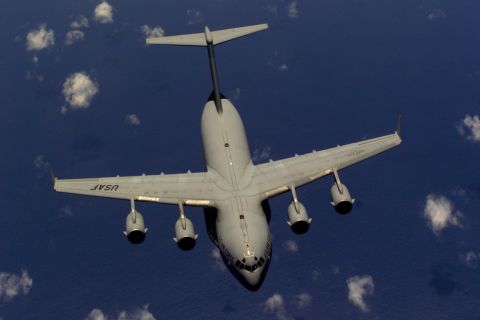 The four-engine jet joined the Air Force fleet in 1993 with a primary mission of troop and cargo transport. Each plane can carry up to 102 troops or 170,900 pounds of cargo. The Air Force has 187 C-17s on active duty, 12 in the Air National Guard and 14 in the Reserve.
