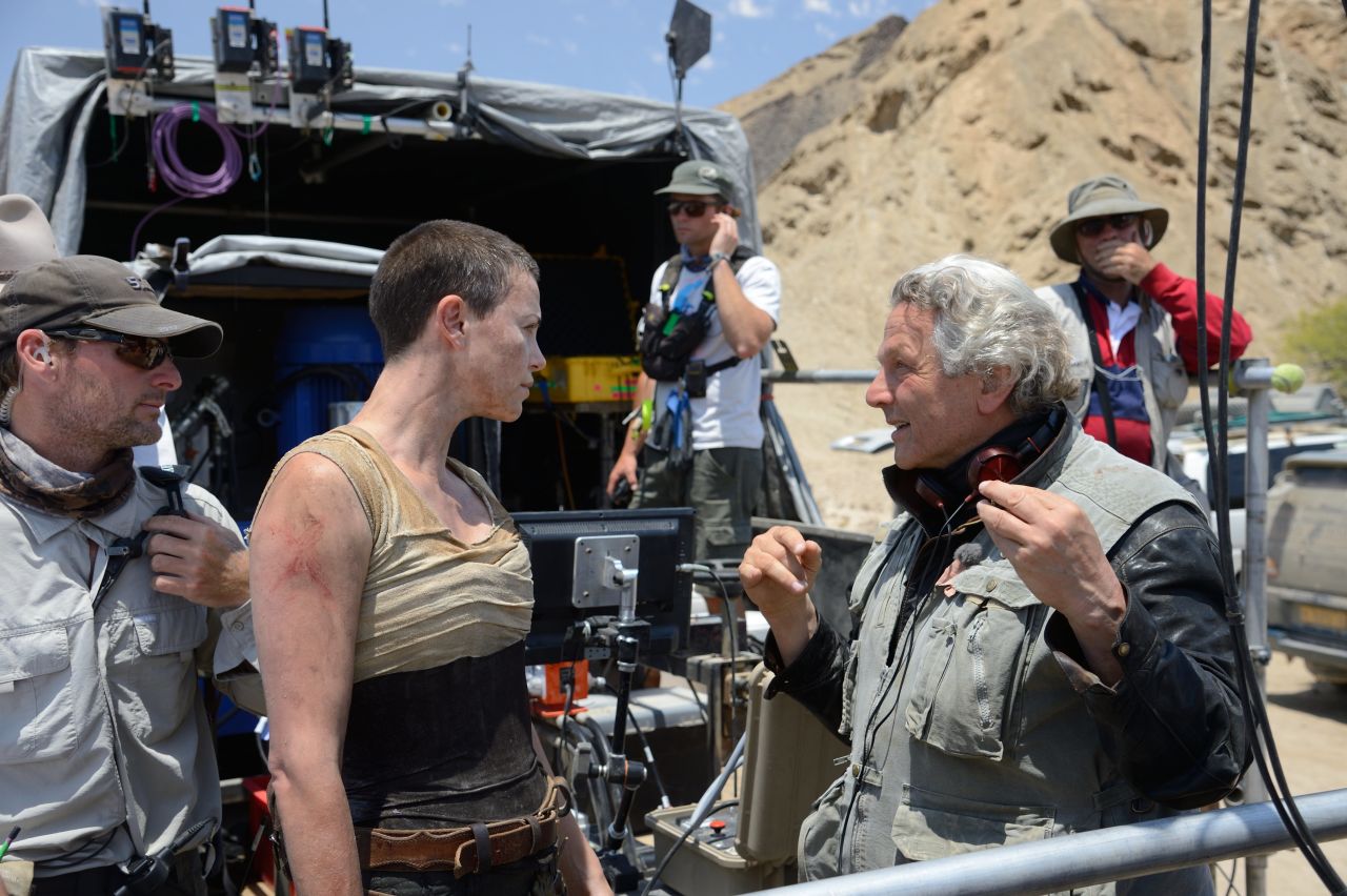 George Miller (right), director of "Mad Max: Fury Road" on set in Namibia.
