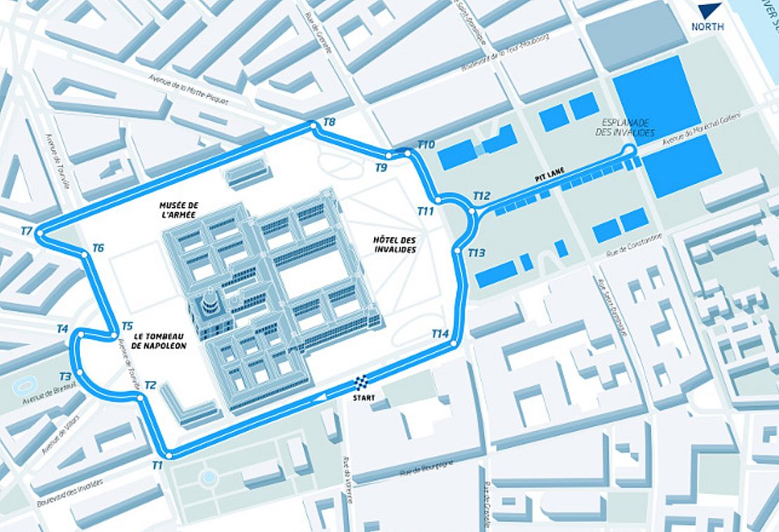 Paris ePrix: The recently revealed track is 1.93 kilometers long and includes 14 turns. 