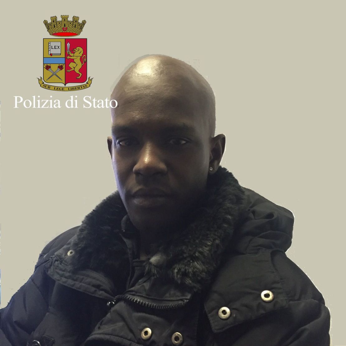 A photograph released by Italian police of suspect Cheikh Tidiane Diaw.