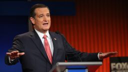 Ted Cruz participates in the Fox Business Network Republican presidential debate at the North Charleston Coliseum and Performing Arts Center on January 14, 2016, in North Charleston, South Carolina. 