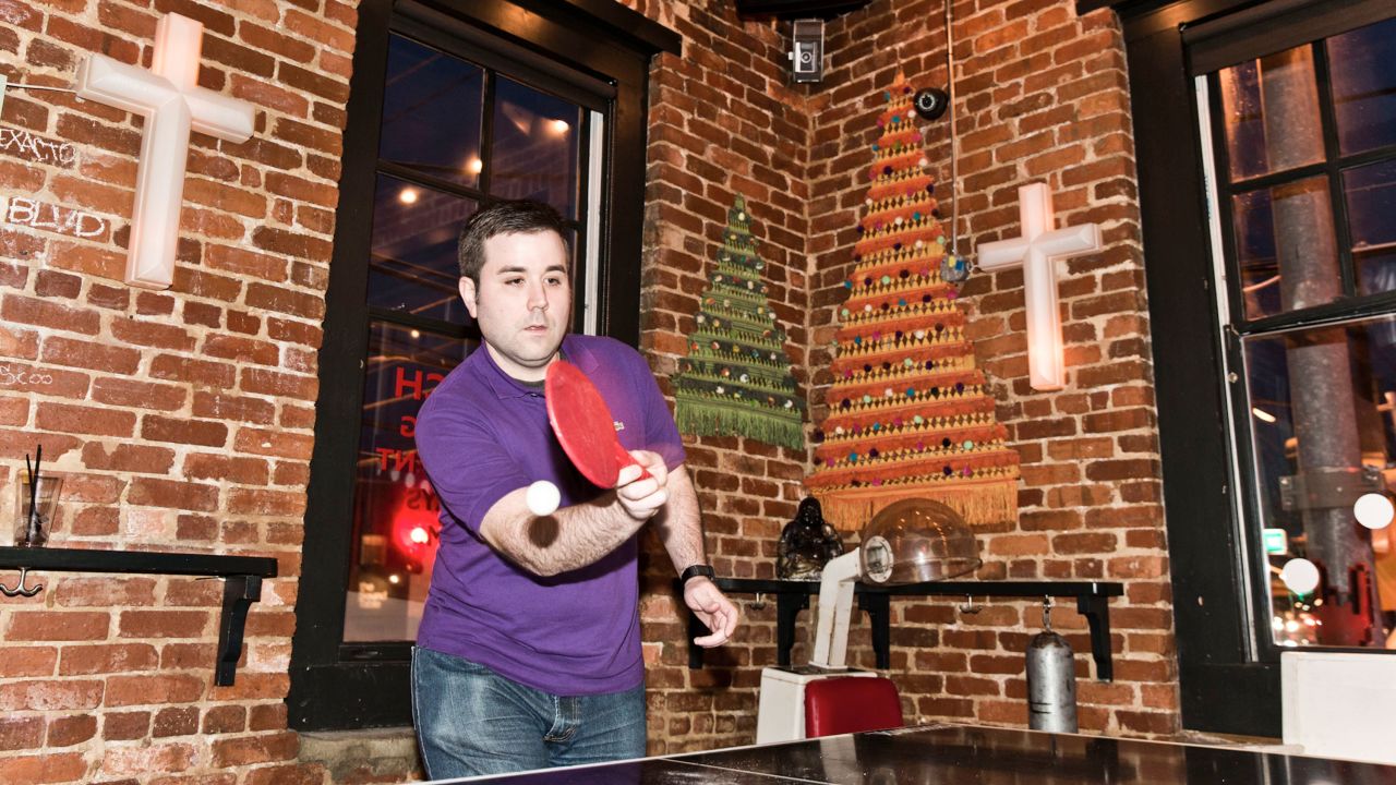 Sister Louisa's Church of the Living Room & Ping Pong Emporium is a popular destination for ping pong and church organ karaoke.
