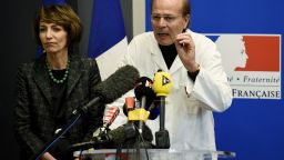 French Social Affairs and Health minister Marisol Touraine (L) and professor Gilles Edan (R), head of the neuroscience unit, give a press conference on January 15, 2016 at the Pontchaillou Hospital in Rennes, northwestern France. A "serious accident" during a drugs trial in France has left one person brain-dead and five hospitalised, Marisol Touraine said today. She said the six had been taking part in a "trial of an oral medication being developed by a European laboratory" in the northwestern city of Rennes.
 / AFP / DAMIEN MEYERDAMIEN MEYER/AFP/Getty Images