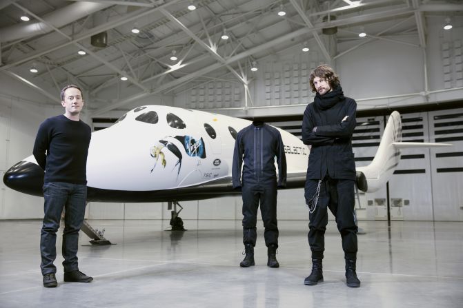 Lawrence Midwood (right), senior director of design at Y-3, and Adam Wells (left), head of design at Virgin Galactic revealed the prototypes on Thursday. 