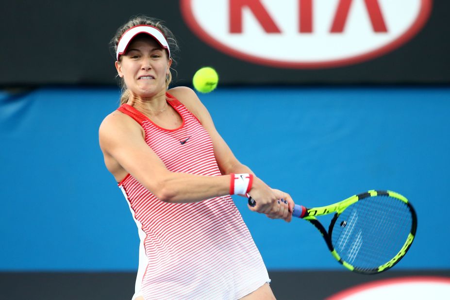 Canada's Eugenie Bouchard had a difficult 2015 season after reaching the quarterfinals in Melbourne, but made a positive start to this year's event by defeating Serbia's Aleksandra Krunic 6-3 6-3.