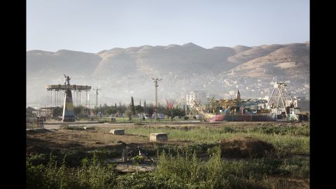 A playground near a refugee camp in the Bekaa Valley.