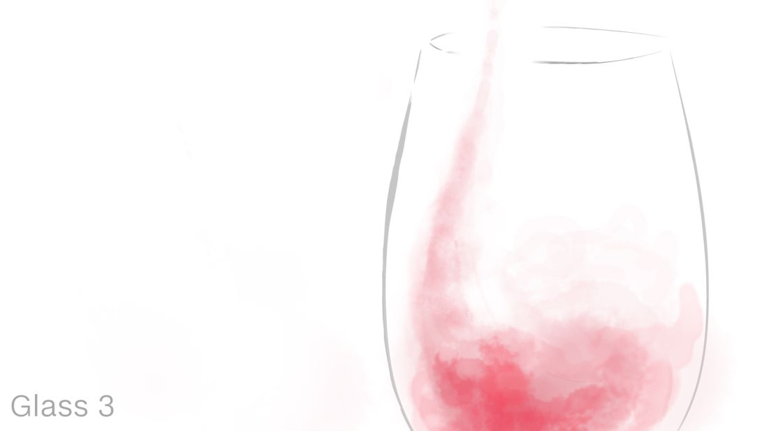 The same Pinot Noir drunk from glass three tastes spicier. It has an almost burning sensation which, Riedel explains, is the minerality of the wine's flavor profile coming through.