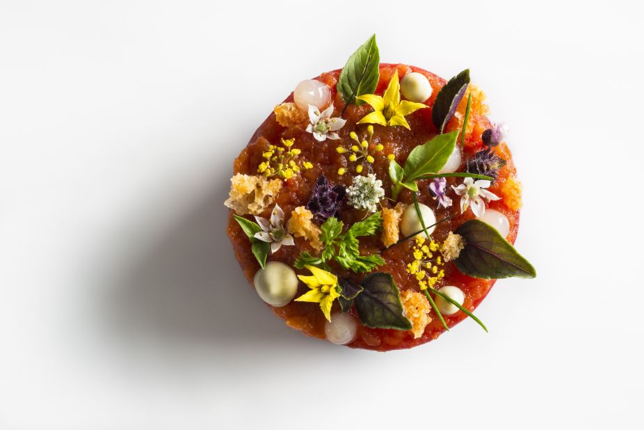 <strong>Eleven Madison Park, New York:</strong> Eleven Madison Park's tomato confit with lobster salad and bonito. The Manhattan eatery was recently named the world's top restaurant in the 2017 <a href="http://edition.cnn.com/2017/04/05/foodanddrink/2017-world-best-restaurant-awards/">World's 50 Best Restaurant Awards</a>. It's one of a few select restaurants around the globe to have been awarded three coveted Michelin stars. Click through the gallery to see some more. 