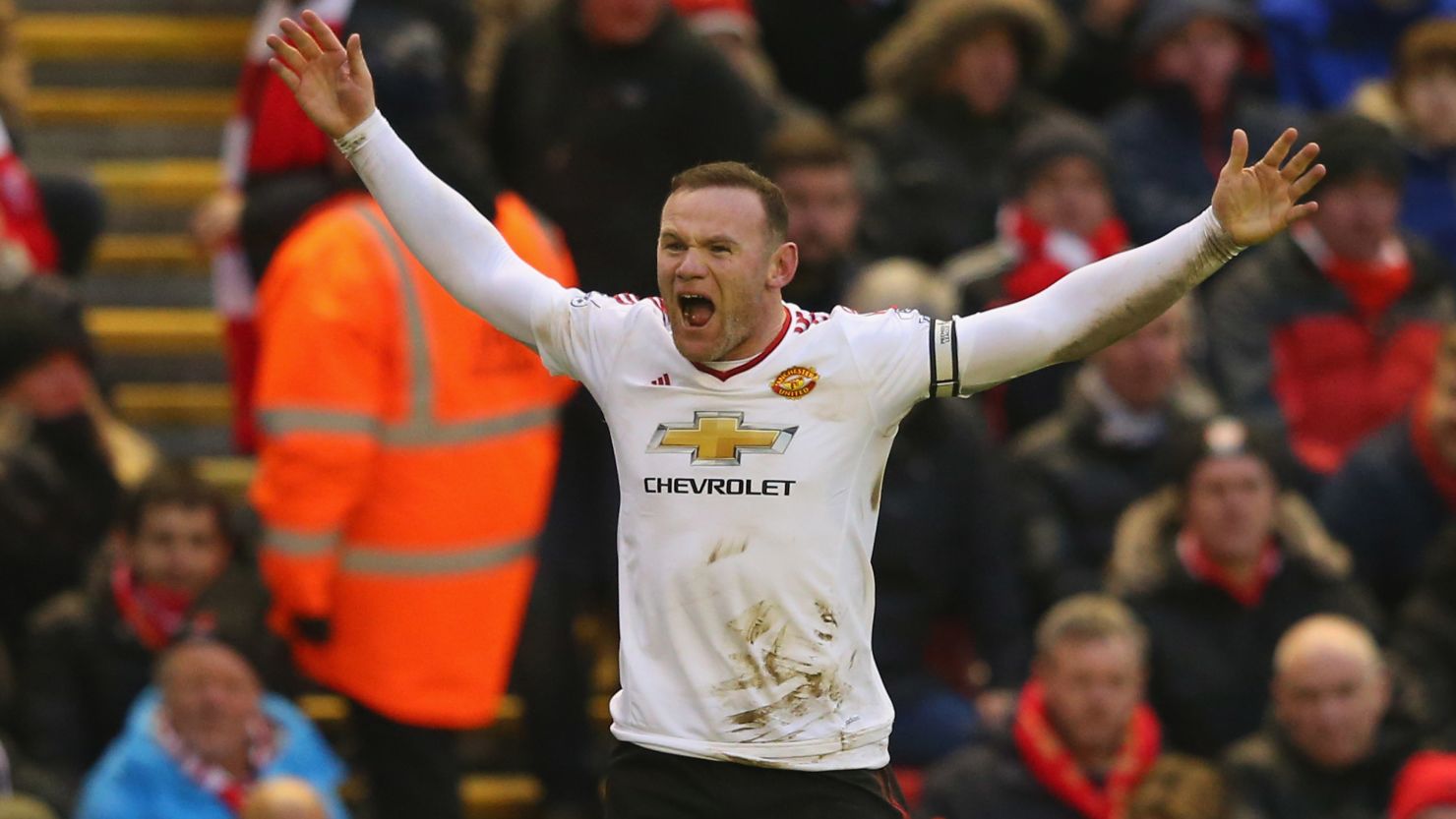 Rooney celebrates after scoring the winning goal for Manchester United during Sunday's English Premier League stand off against Liverpool, reaching a record-breaking 176 goals for the club.