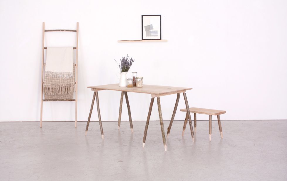 Sebastian Cox's Underwood collection comes complete with bark-covered tree branch legs. 