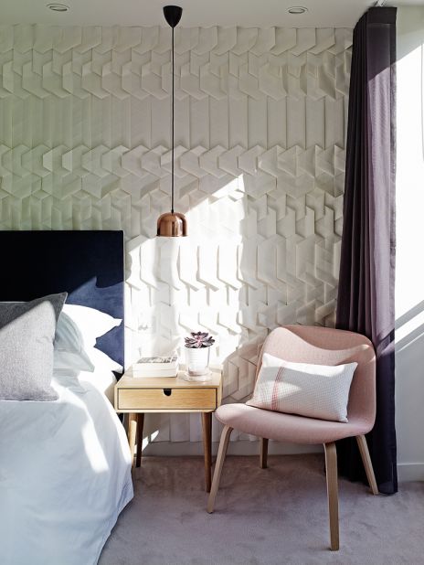 Tracey Tubb's origami wallpaper (seen here in a home designed by Field Day Studio) is another example of subtle texture.