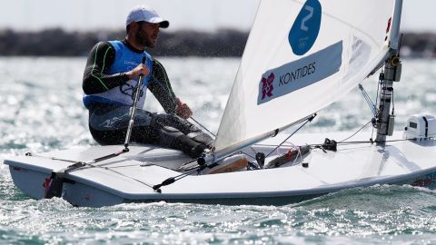 Pavlos Kontides competes for Cyprus during the 2012 London Olympics.
