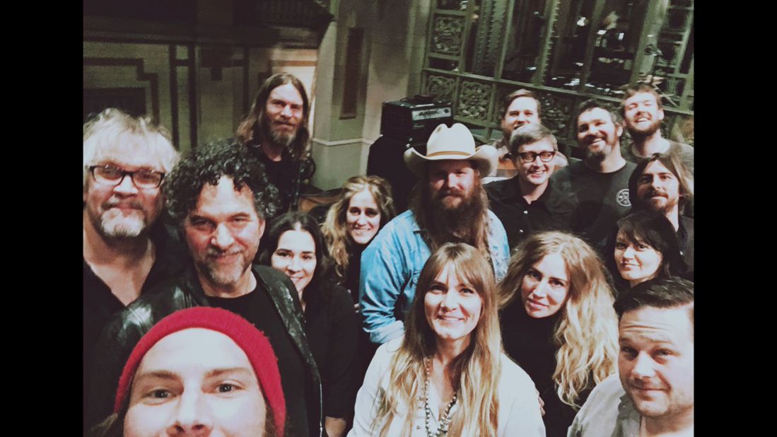 "Saturday Night Live" <a href="https://twitter.com/nbcsnl/status/687784060152901633" target="_blank" target="_blank">tweeted this "soundcheck selfie"</a> with country singer Chris Stapleton on Thursday, January 14. Stapleton, wearing the cowboy hat, was the show's musical guest that week.