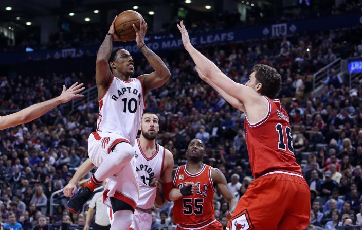 Guard DeMar DeRozan (#10) is one of two Toronto Raptors to make an All-Star appearance, along with Kyle Lowry. The backcourt mates will be gunning for All-Star spots when Toronto hosts the exhibition game in February. 