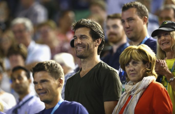 Former Formula One driver Mark Webber was among those in attendance at the Rod Laver Arena during the second day of the Australian Open. 