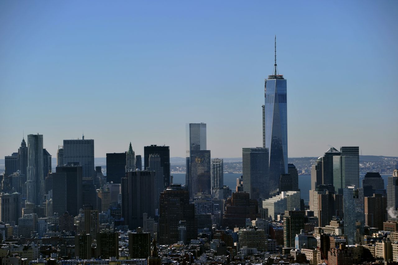 Known as the "Freedom Tower," One World Trade Center stands on part of the site previously occupied by the Twin Towers. It's the highest building in the western hemisphere, and cost $3.9 billion according to Forbes.

Height: 541.3m (1776 ft) 
Floors: 94
Architect: Skidmore, Owings & Merrill