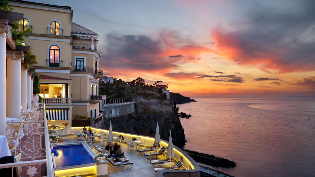 The five-star Bellevue Syrene in Sorrento, Italy, is No. 3 on the global list. The hotel's terraces overlook the scenic Gulf of Naples. 