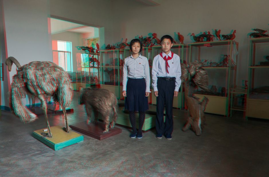 "Two kids in a biology classroom with all the taxidermy animals - it was just an amazing place, amazing natural light coming from the windows, great shot."