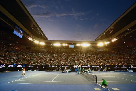 Melbourne's Rod Laver Arena is pictured as Halys takes on  Djokovic Wednesday.