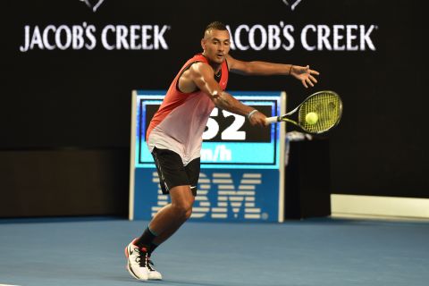 After a quick change, Krygios reappeared in new shorts, proceeding to beat Uruguay's Paolo Cuevas 6-4 7-5 7-6.