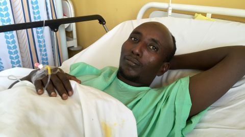 Salah Farah, seen here after Al-Shabaab militants shot him during a bus attack in Kenya, died Monday during surgery.  