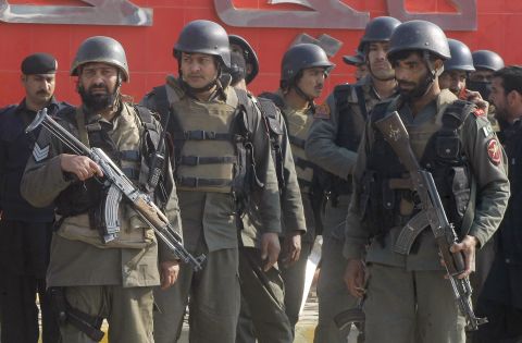 Troops arrive at Bacha Khan University after gunmen stormed the campus.
