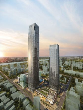 A hotel and office hybrid, this straightforward supertall building by <a href="index.php?page=&url=http%3A%2F%2Fwww.wongtung.com%2Fe_intro.html" target="_blank" target="_blank">Wong Tung & Partners</a> in Hunan Province's booming capital city is expected to be completed by 2017. <br /><br /><strong>Height: </strong>452 metres (1,482 ft) <br /><strong>Architect:</strong> <a href="index.php?page=&url=http%3A%2F%2Fwww.wongtung.com%2Fe_intro.html" target="_blank" target="_blank">Wong Tung & Partners</a>