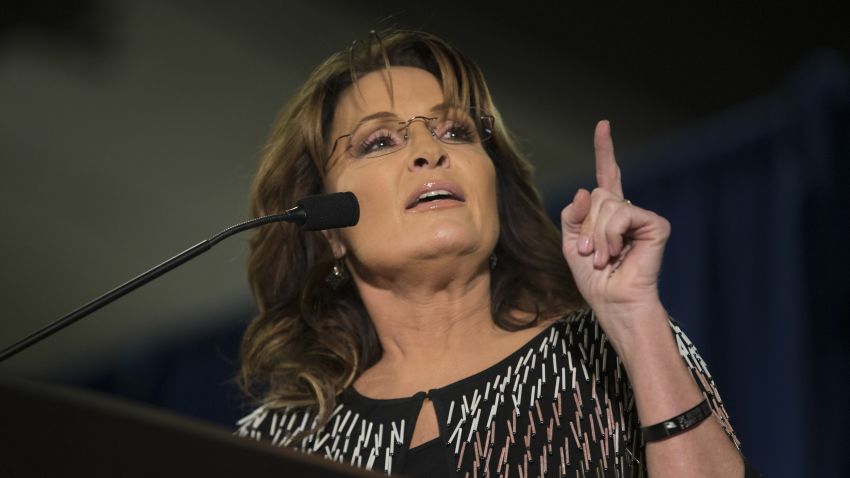 AMES, IA - JANUARY 19:   Former Alaska Gov. Sarah Palin speaks at Hansen Agriculture Student Learning Center at Iowa State University on January 19, 2016 in Ames, IA. Palin endorsed Donald Trump's run for the Republican presidential nomination.  (Photo by Aaron P. Bernstein/Getty Images)