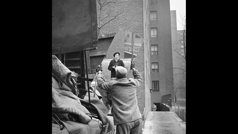 Maier expertly manages to stand in the right place at the right time for this self-portrait from 1955. Maier never married, nor she did she have any children of her own. Those who knew Maier often present a wide range of memories and thoughts about her, lending to her posthumous rendering as a mysterious, perplexing and complex personality.