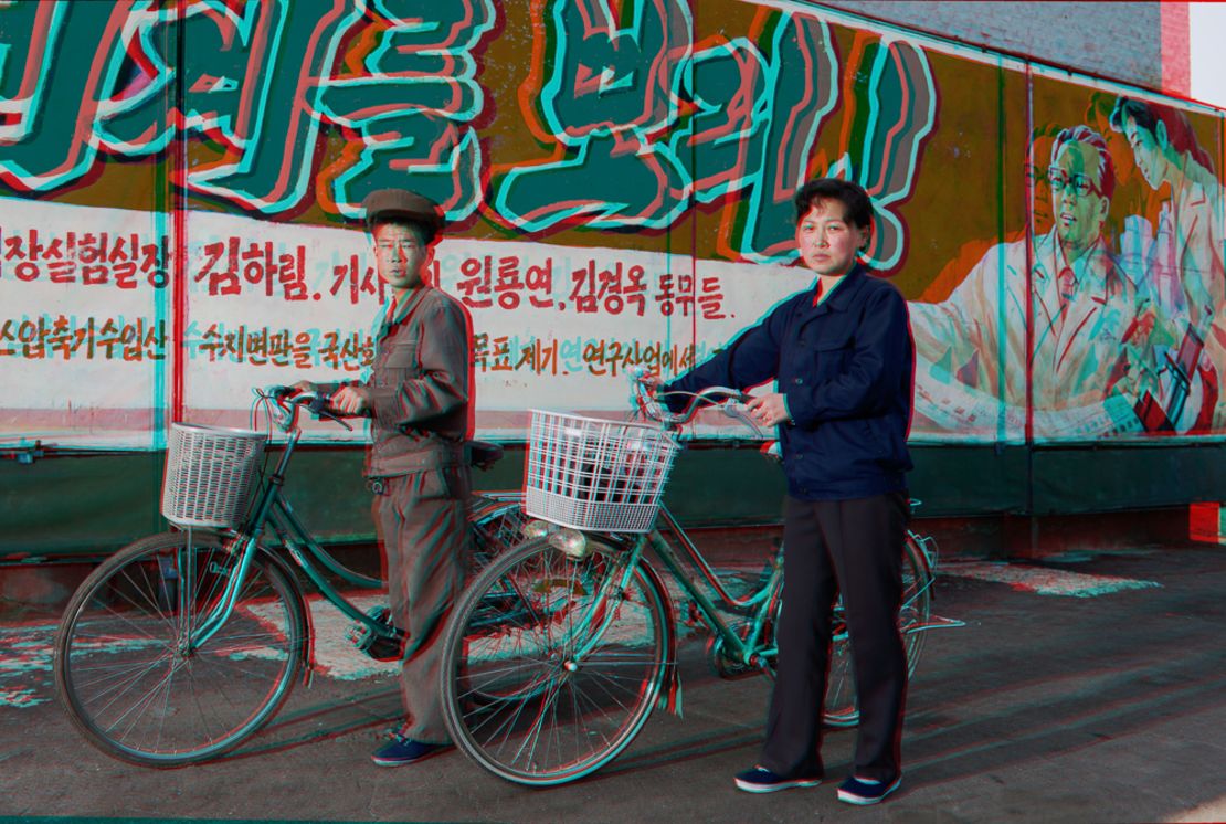 Tančič's image of cyclists in Pyongyang