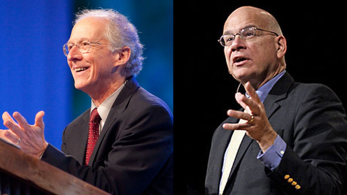 John Piper, left, and 
Timothy Keller represent the "arm's length" evangelicals.
