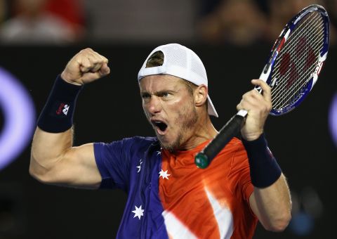 The trademark fist pump was seen more than once, but Hewitt was ultimately unable to overcome his opponent, losing in straight sets 6-2 6-4 6-4. 