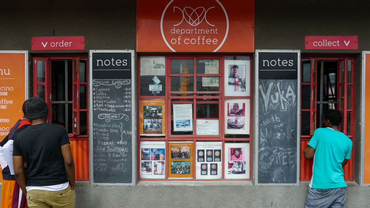 Department of Coffee, which opened in Khayelitsha in 2012, was the township's first artisan-style coffee shop. The cafe is the brainchild of friends Wongama Baleni, Vusumzi Mamile and Vuyile Msaku. 