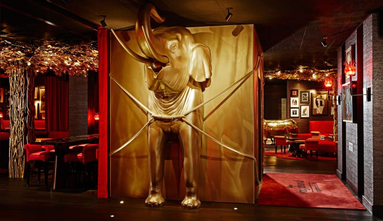 <strong>Vagabond Club:</strong> The hotel's life-size elephants "hoisting" up the main elevator are designed by the French artist Franck Le Ray.<br />