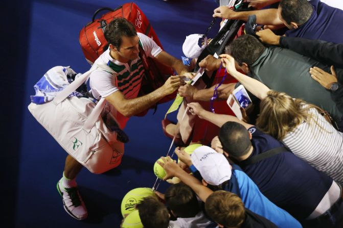 Federer, who turns 35 this August, is still hugely popular with fans -- at court side in Melbourne (pictured) and all over the world. 