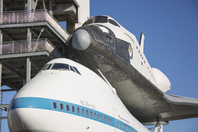 A steel tower at the exhibit will take visitors up an elevator where they'll enter both NASA 905 and the shuttle replica, which has been named Independence.