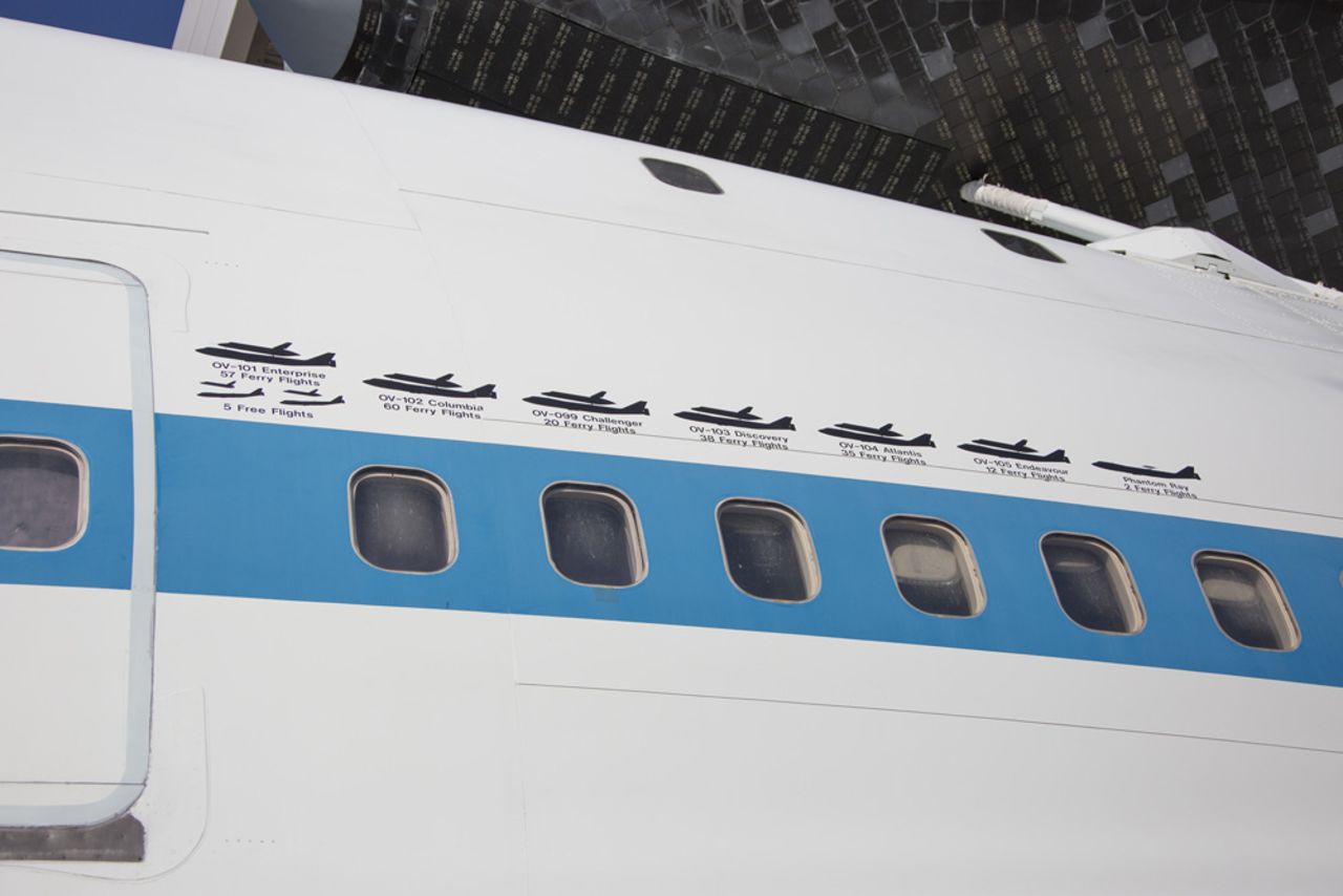 These markings show the number of ferry flights completed by NASA 905.