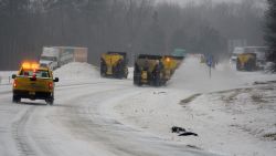 A snow plows clear the roadway along Interstate 40 during a winter storm on January 22, 2016 in Chapel Hill, North Carolina. A major snowstorm is forecast for the East Coast this weekend with some areas getting a possible one to two feet of snow. (Photo by Lance King/Getty Images)