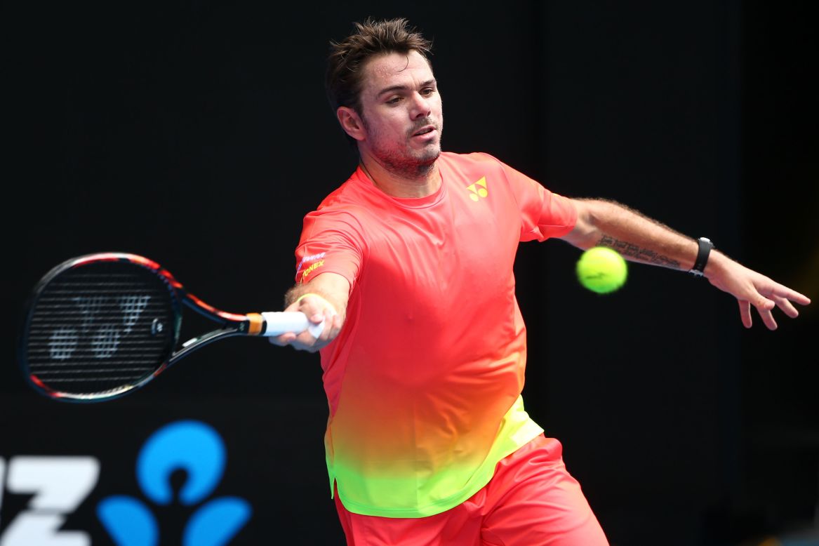 The Swiss star swept to victory over Lukas Rosol in straight sets. He later joked with the crowd that it would be impossible to miss him in such vibrant attire.