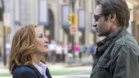 Gillian Anderson as Dana Scully and David Duchovny as Fox Mulder in the Fox series "The X-Files."