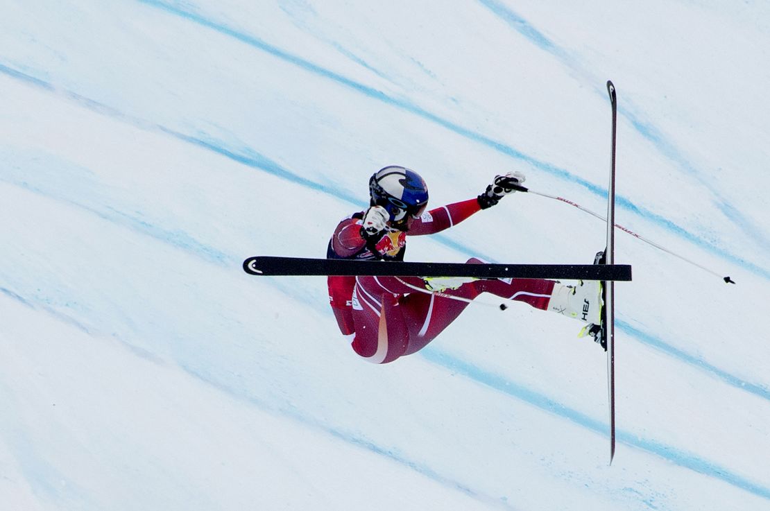 Aksel Lund Svindal of Norway crashes during the men's downhill Ski World cup in Kitzbuhel, Austria.